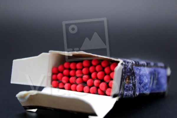 Box of matches on a black background